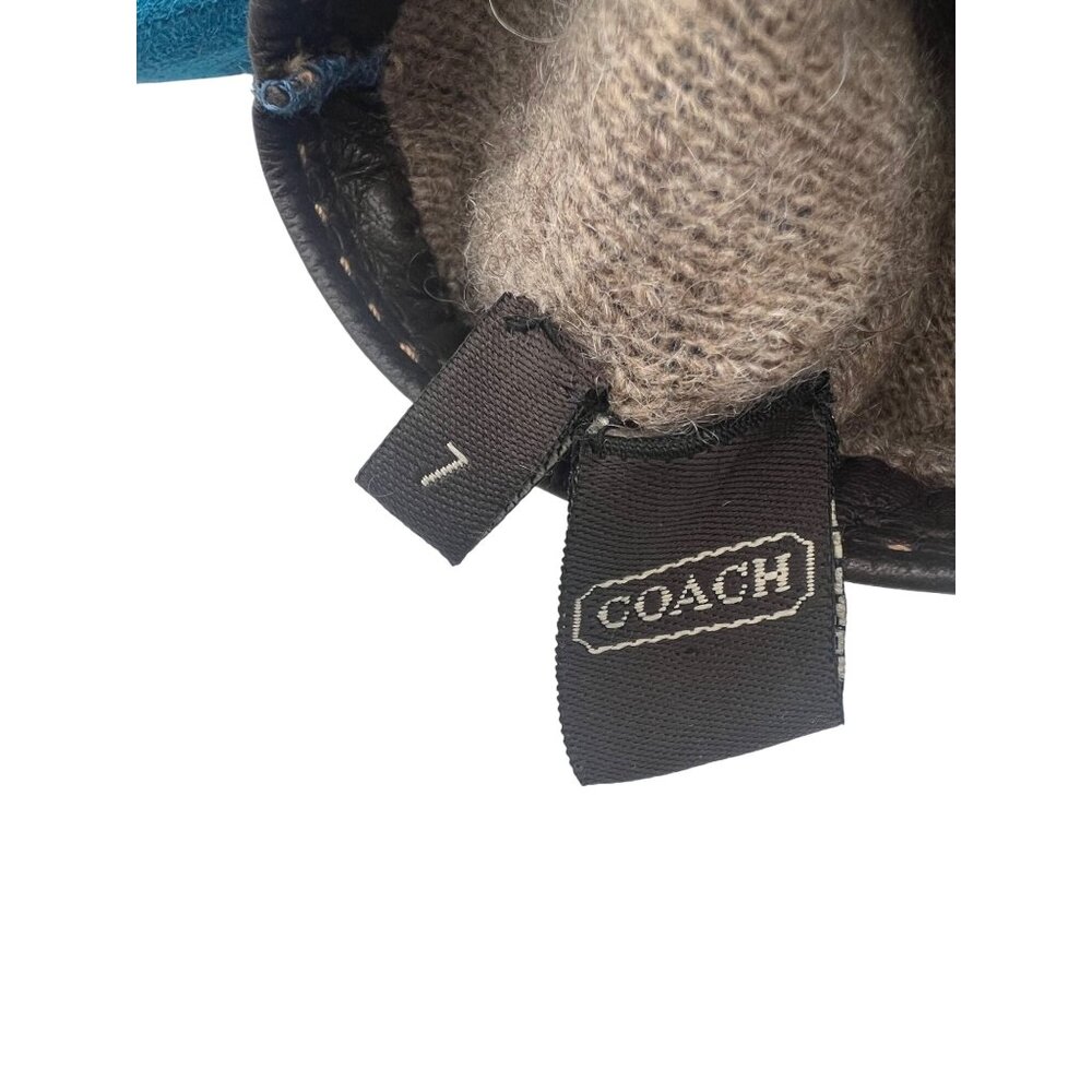 Coach Womens Size 7 Blue Suede Leather Gloves With Cashmere Lining - Picture 5 of 7